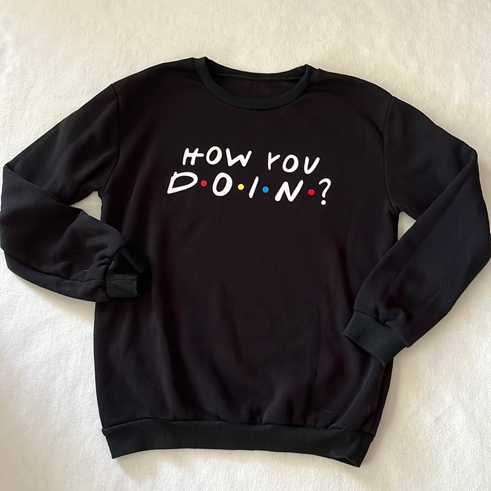 FRIENDS Black Crewneck Sweatshirt. New Without Tags. Size Small.